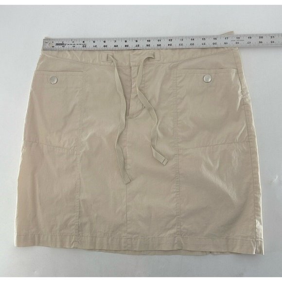 Eddie Bauer Women’s Khaki Snap Button Drawstring Cotton Nylon Skirt Sz 10 Preppy - Picture 9 of 9